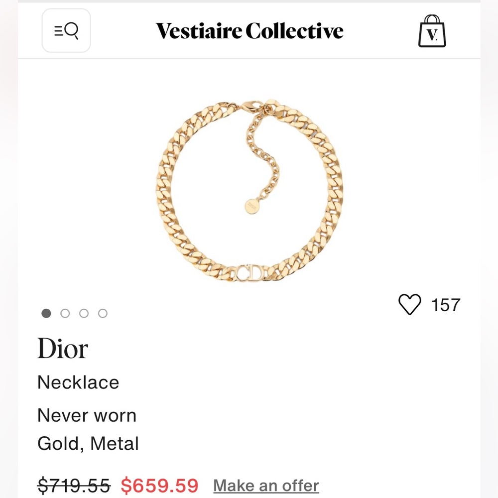 Dior CD gold chain choker necklace